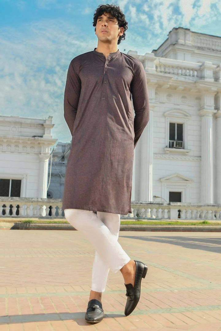 Cotton Brown Kurta - J. Junaid Jamshed