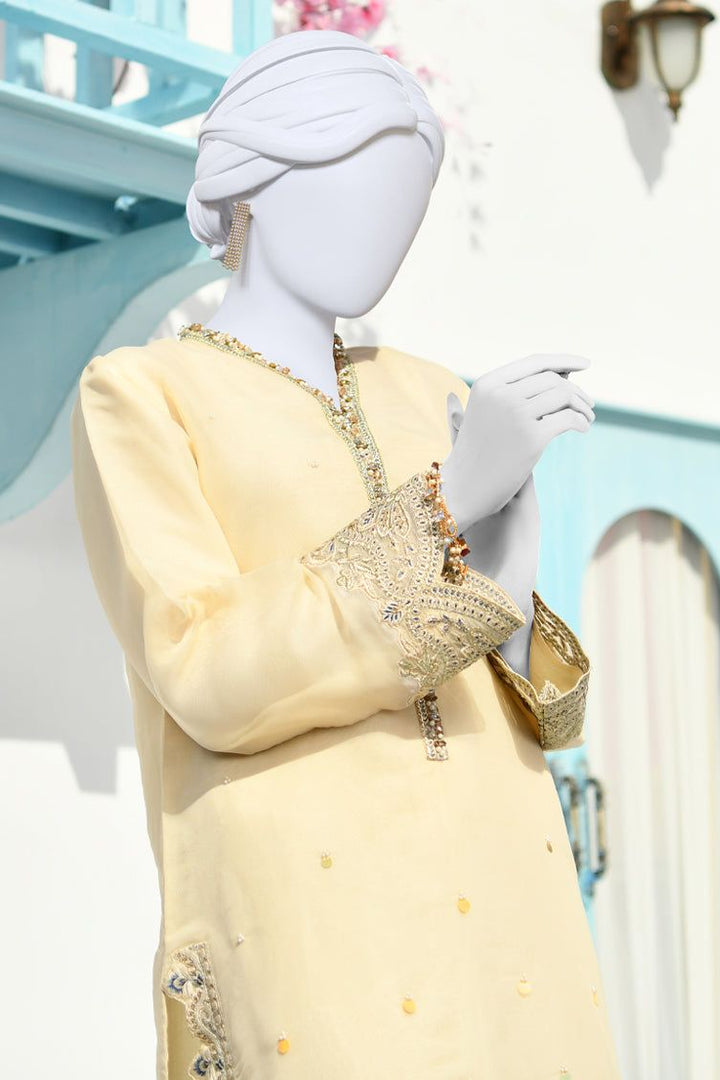 Silk Beige Kurti - J. Junaid Jamshed