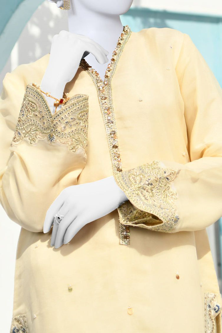 Silk Beige Kurti - J. Junaid Jamshed