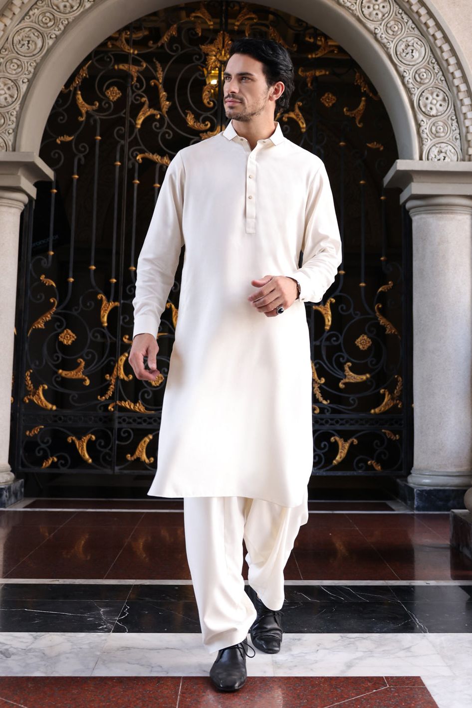 Blended Off White Shalwar Kameez - Almirah