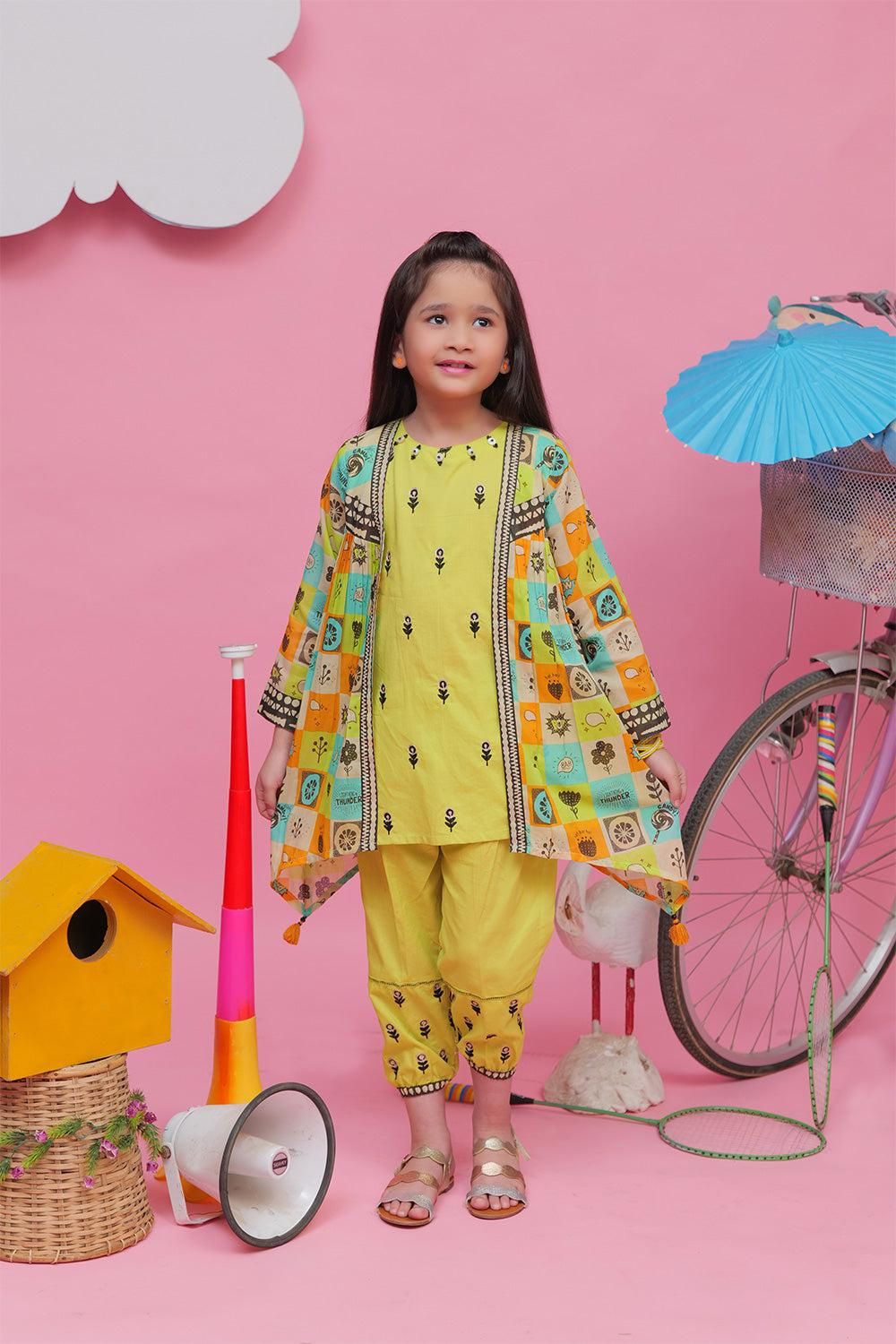 Perot Green & Multicolour Casual 2 Piece Suit - Senorita Kids