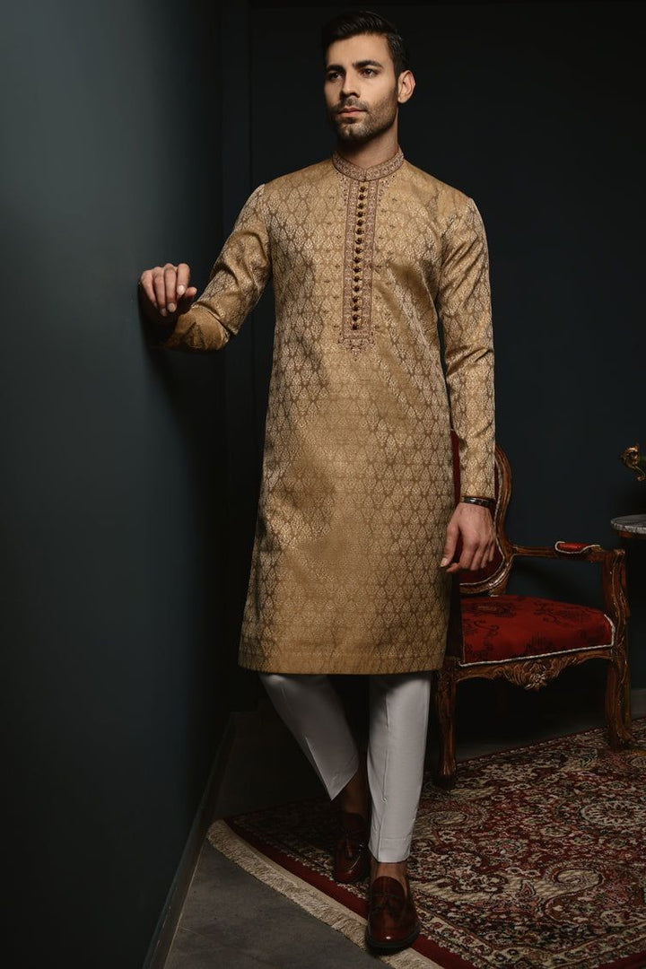 Polyester Brown Special Kurta - J. Junaid Jamshed