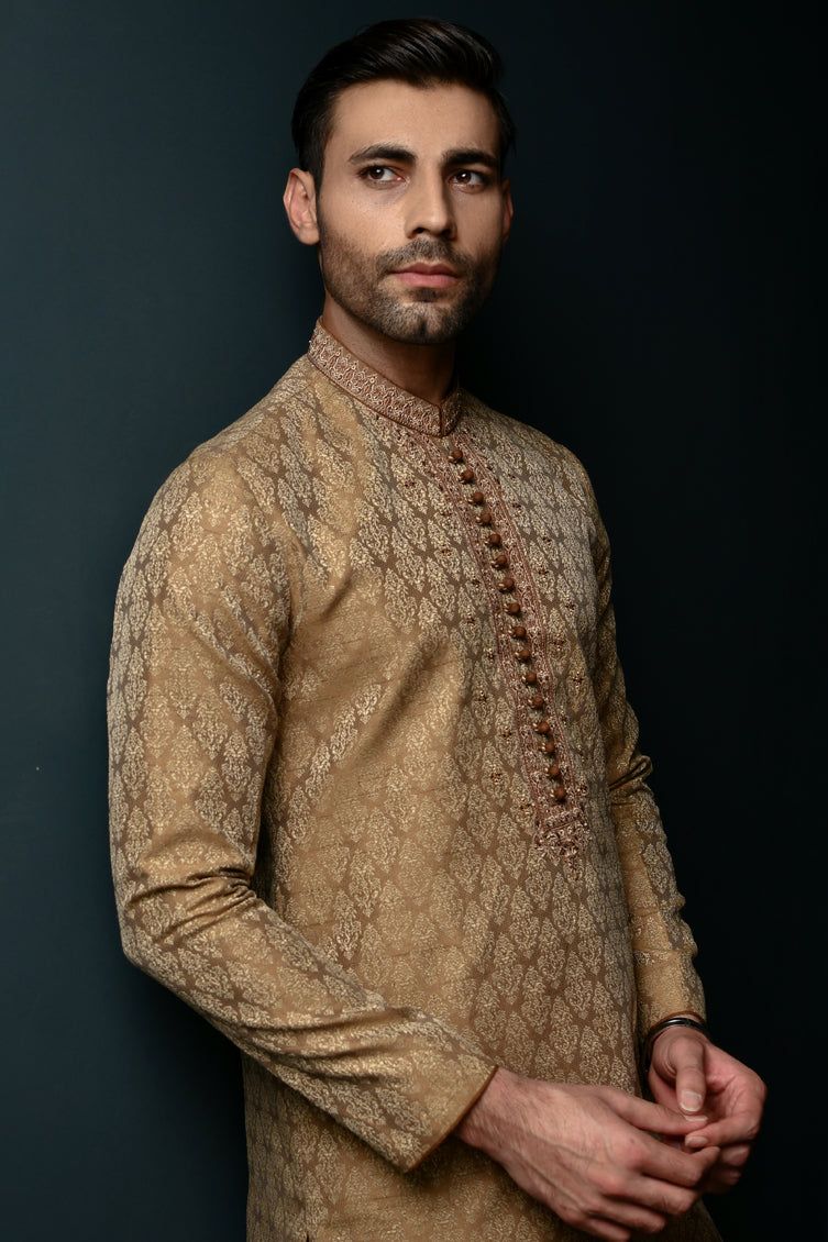 Polyester Brown Special Kurta - J. Junaid Jamshed