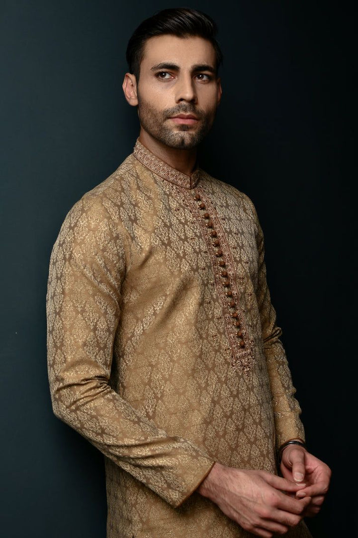 Polyester Brown Special Kurta - J. Junaid Jamshed