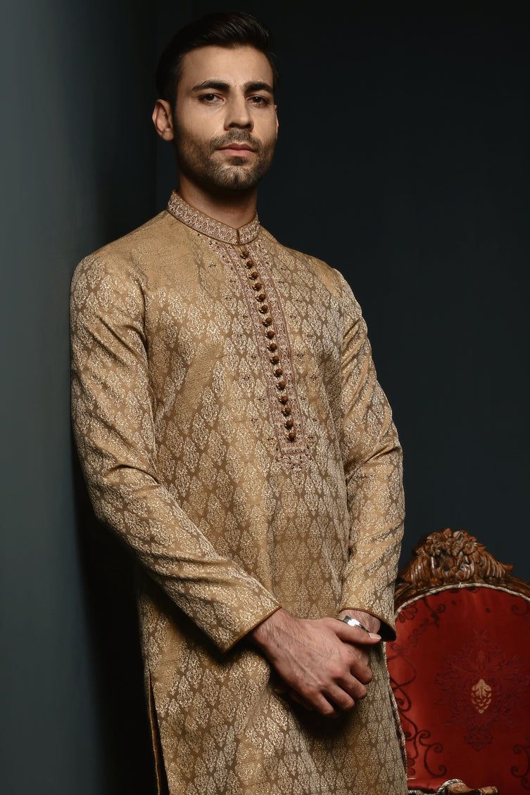 Polyester Brown Special Kurta - J. Junaid Jamshed
