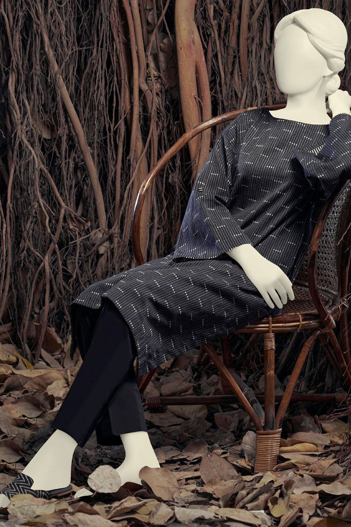 Jacquard Black & White Kurti - J. Junaid Jamshed