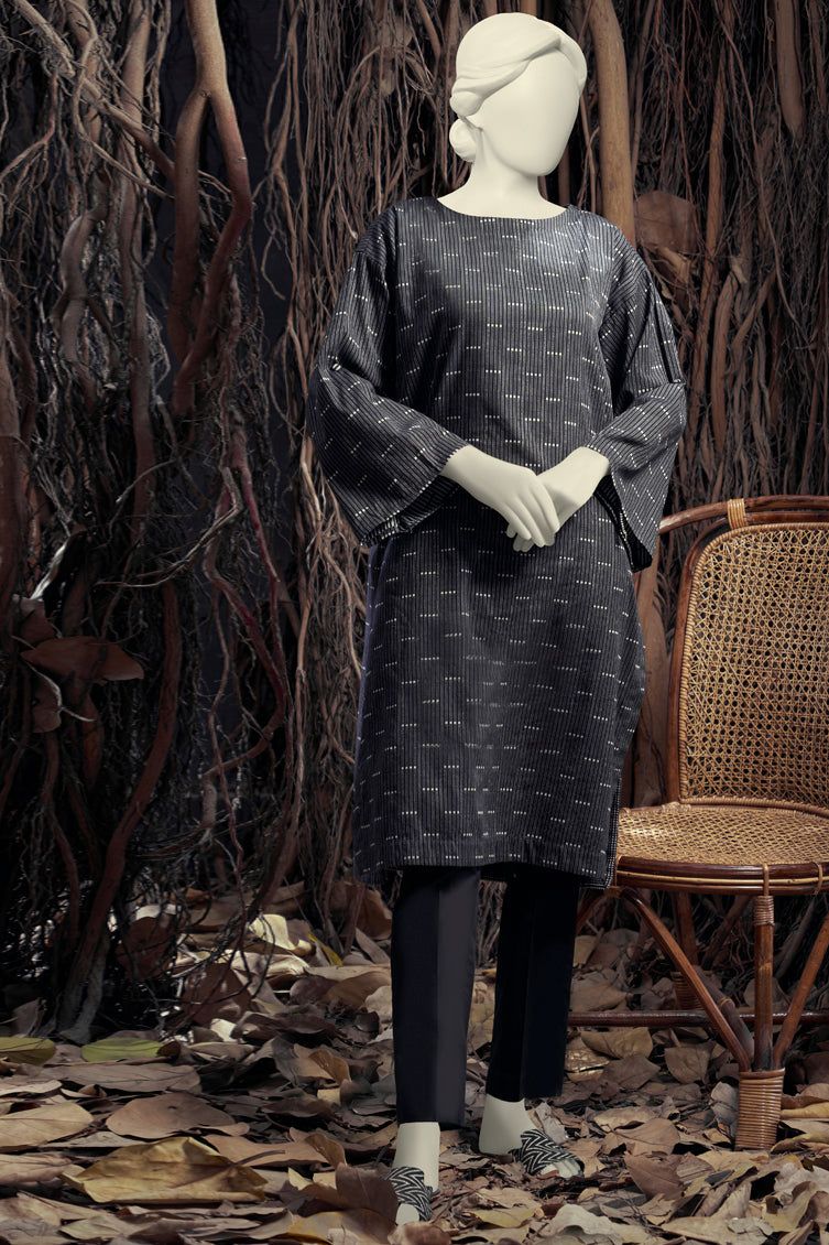 Jacquard Black & White Kurti - J. Junaid Jamshed