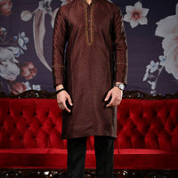 Polyester Rust Teen's Special Kurta  -  J. Junaid Jamshed